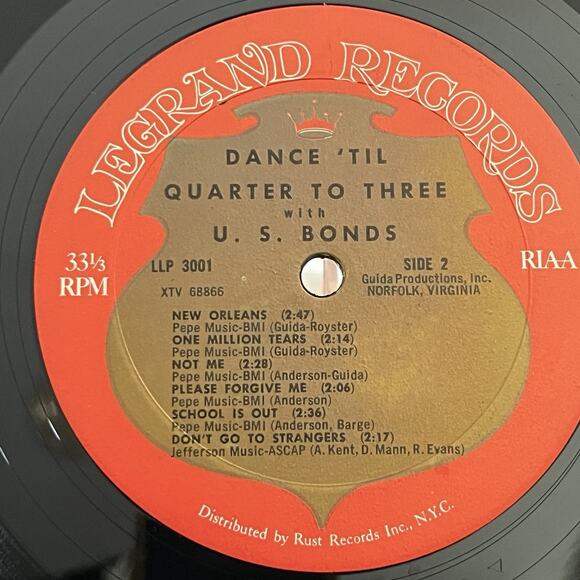 Dance 'Til Quarter To Three With U.S. Bonds 1961 LeGrand LLP 3001 Mono - Picture 7 of 12
